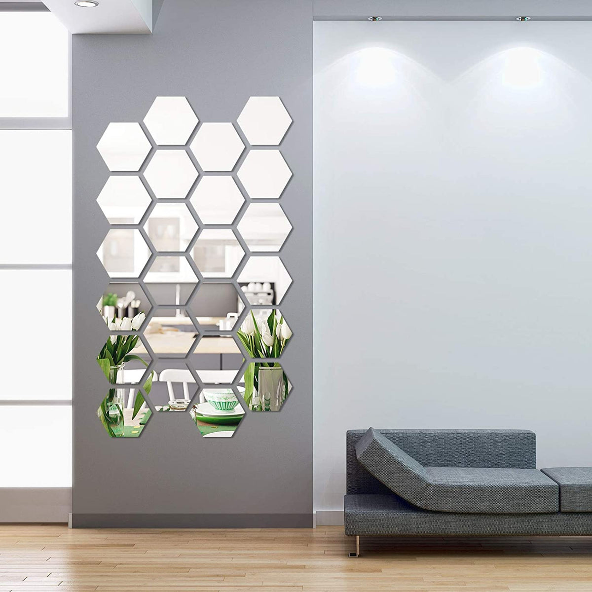 Acrylic Hexagon wall decor Mirror(Silver) - Wall Decor