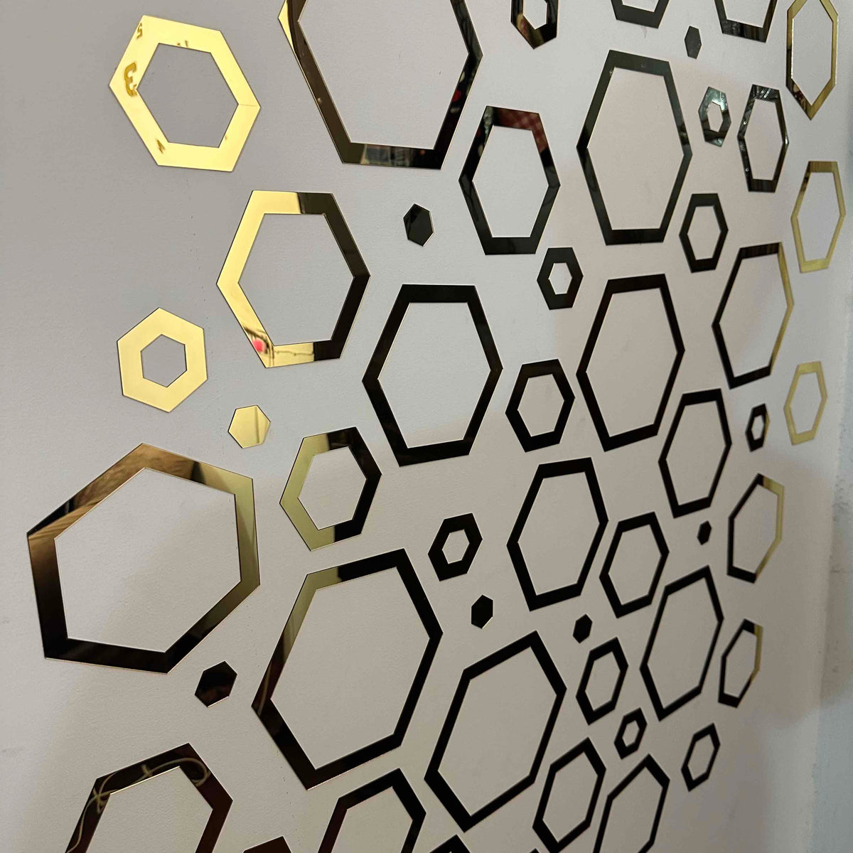 Acrylic Self Adhesive Wall Decor Mirrors Hexa Rings