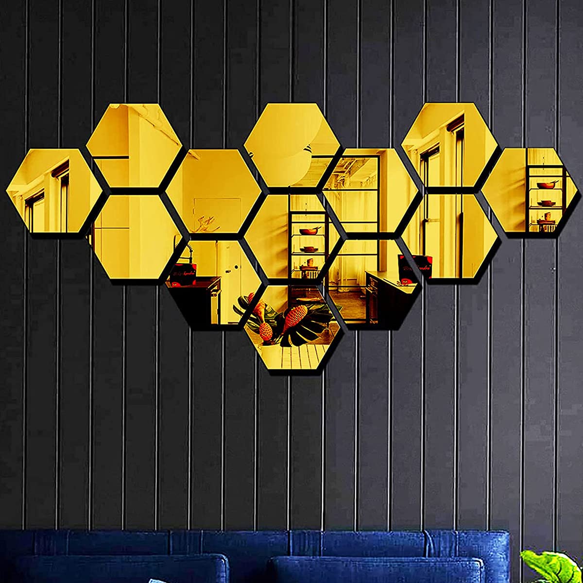 Acrylic Hexagon wall decor Mirror(Silver) - Wall Decor